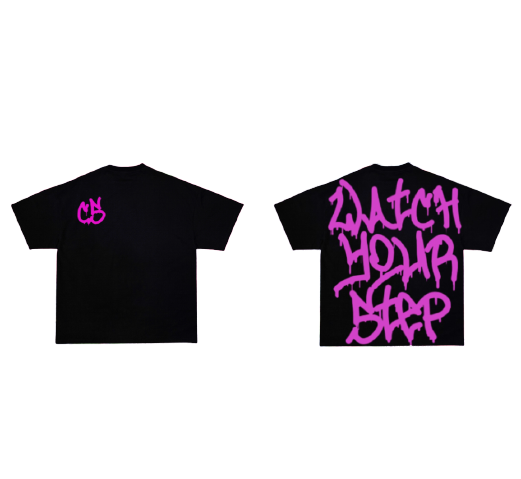 Black/Magenta "Graffiti" Cautioussteppas T-Shirt