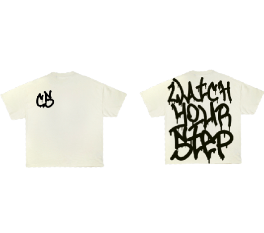 Cream/Black "Graffiti" Cautioussteppas T-Shirt